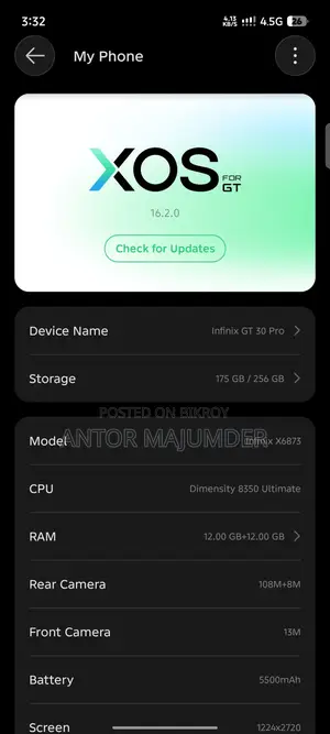 Infinix GT 30 Pro 256 GB Black