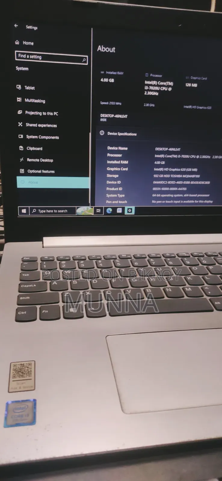 Laptop Lenovo IdeaPad 330 4GB Intel Core I3 HDD 1T