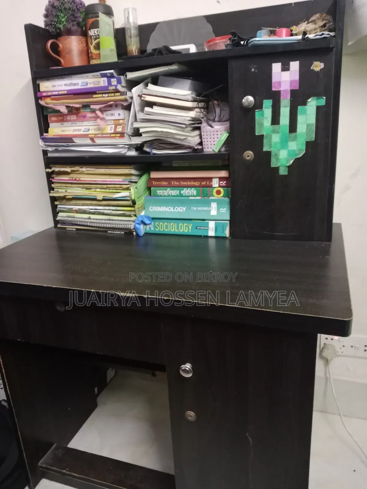 Compact Study Table With Bookshelf Cabinet