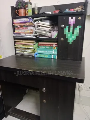 Compact Study Table With Bookshelf Cabinet