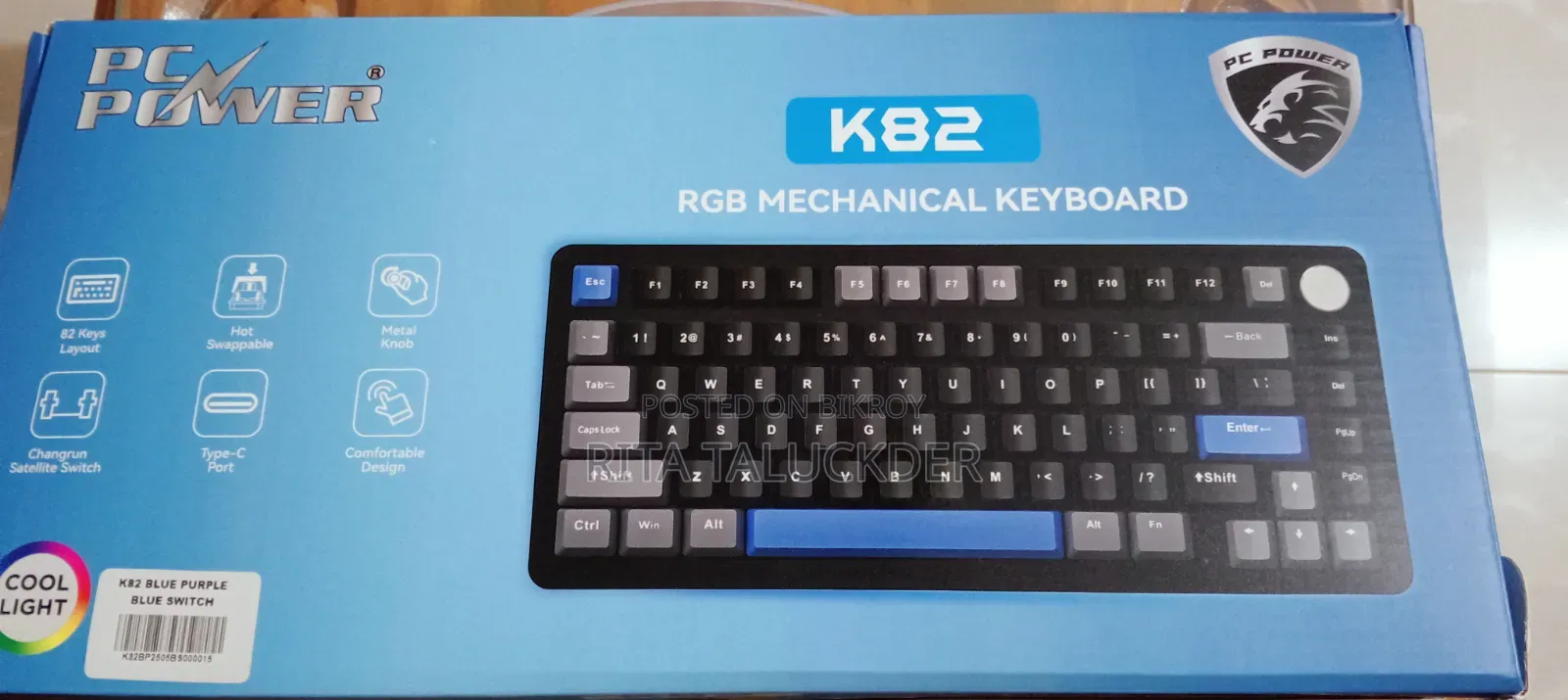 PC Power RGB Mechanical Keyboard With Metal Knob - Like New