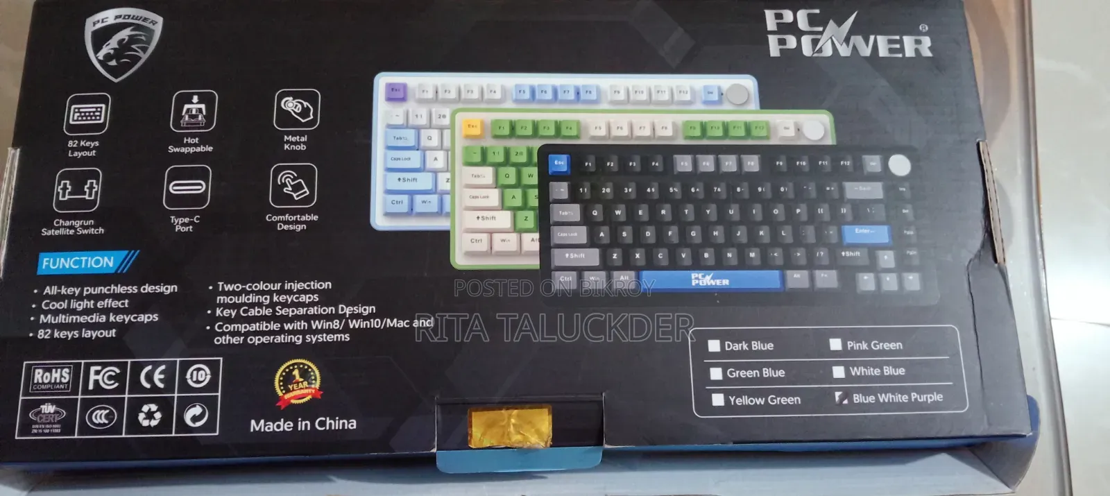 PC Power RGB Mechanical Keyboard With Metal Knob - Like New