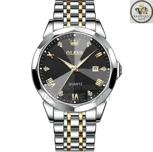 Olevs 9931 Quartz Watch for Men Solid Stainless Steel Strap Rhombus