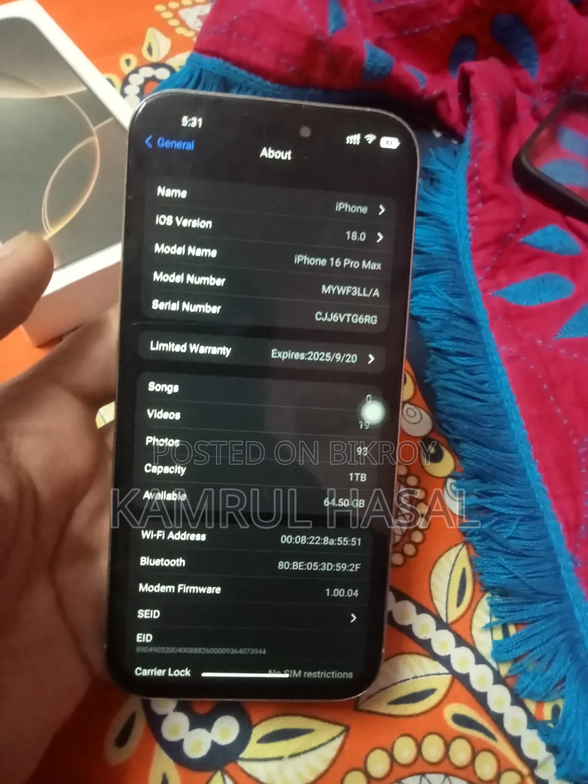 Apple iPhone 16 Pro Max 1 TB White