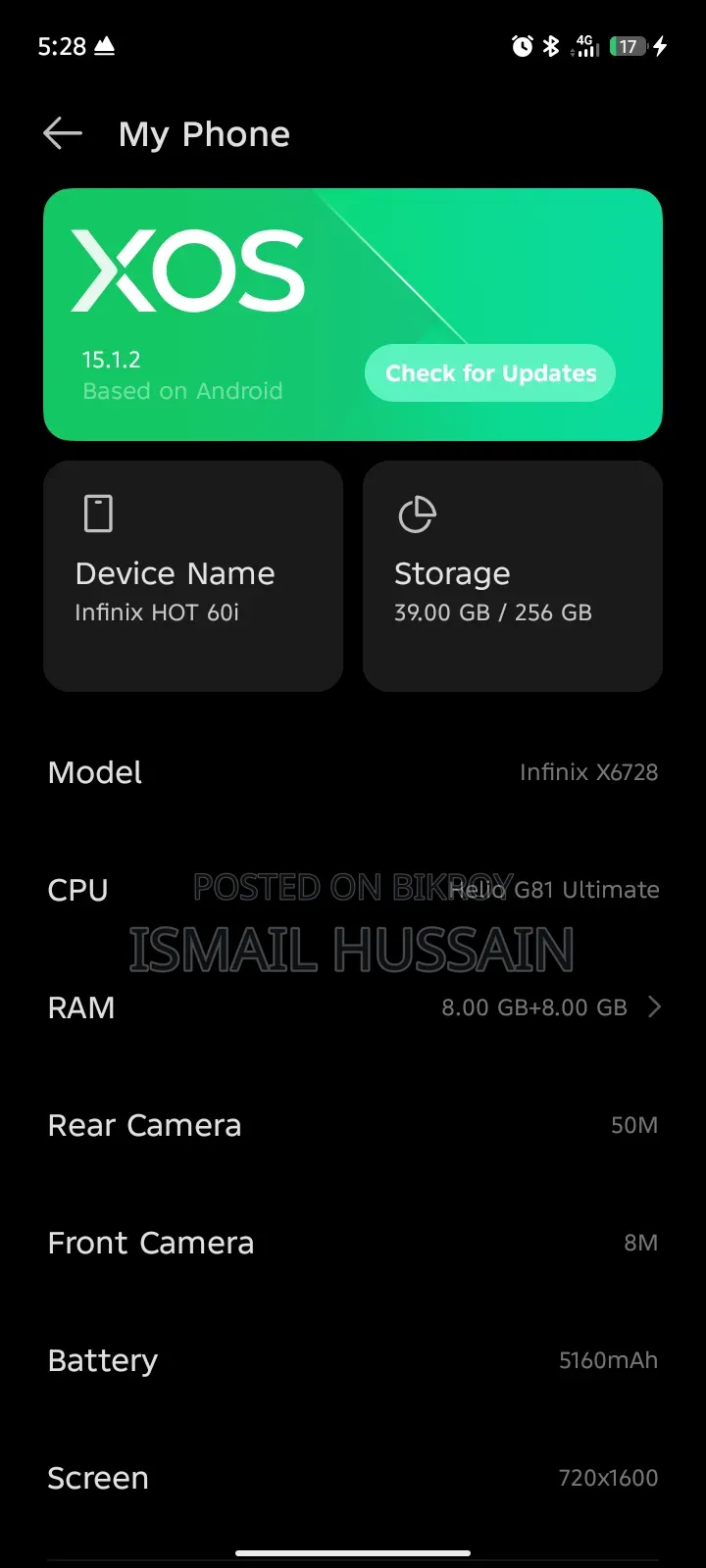 Infinix Hot 60i 256 GB Silver