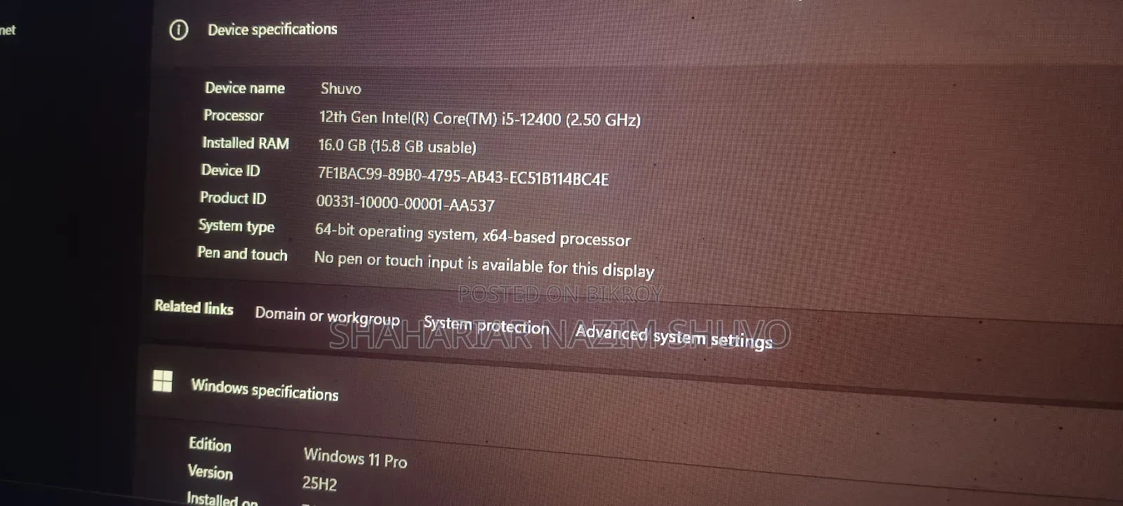 Desktop Computer MSI Model 16GB Intel Core I5 SSD 500GB
