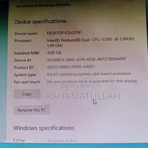 Desktop Computer 4GB Intel Pentium HDD 500GB