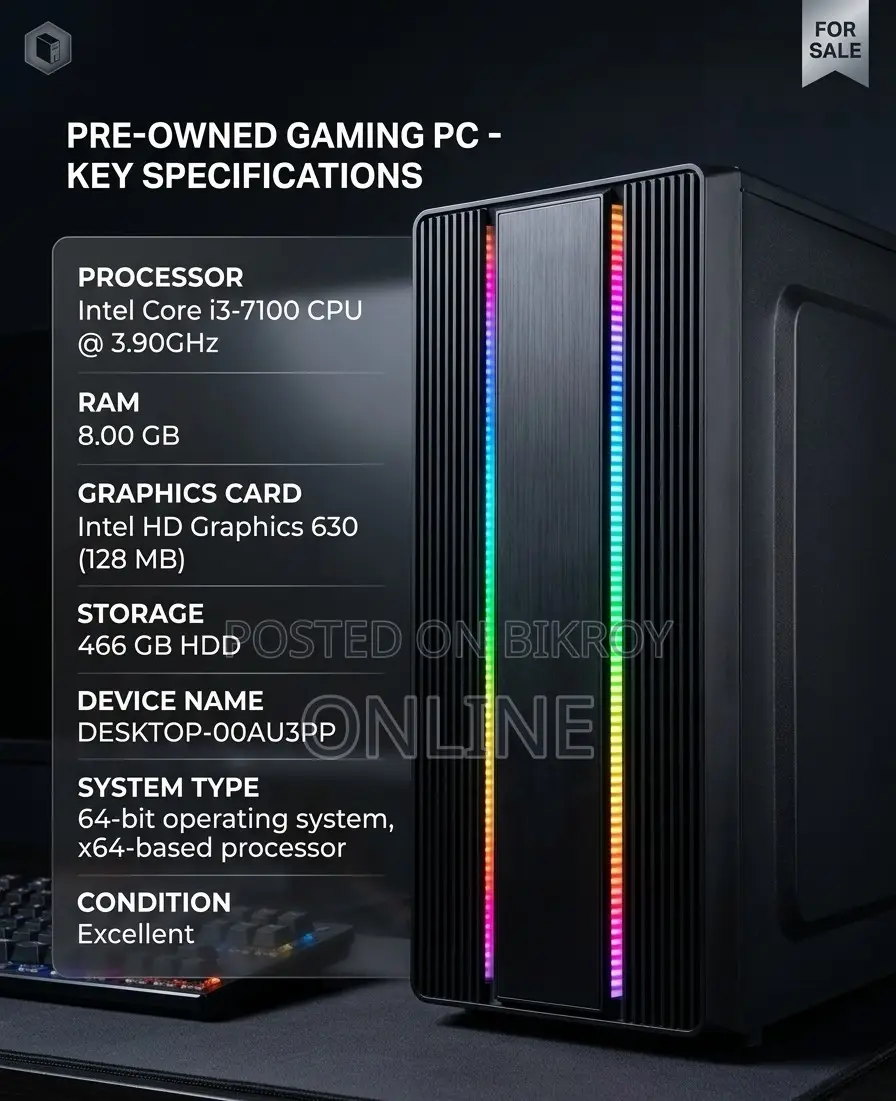 Desktop Computer 8GB Intel Core i3 SSD 500GB