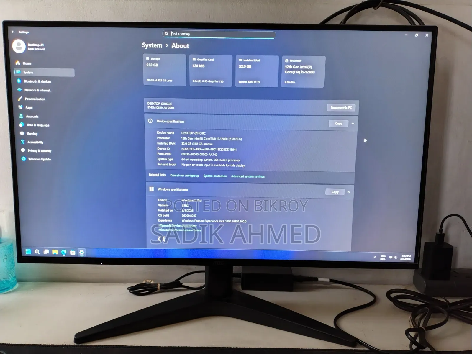 Desktop Computer 32GB Intel SSD 1T
