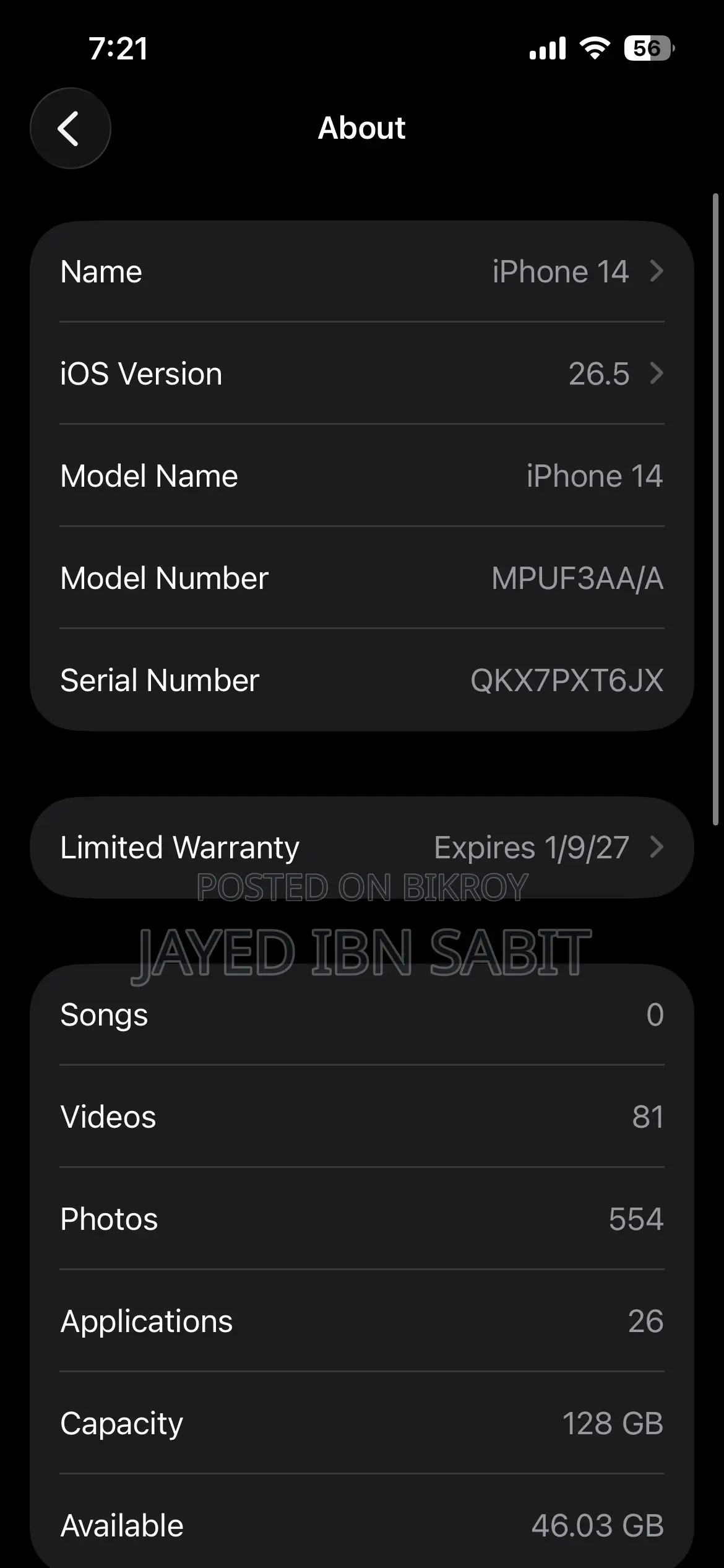 New Apple iPhone 14 128 GB Black