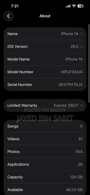 New Apple iPhone 14 128 GB Black