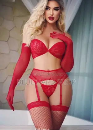 100% Original Products Seductive Red Lace & Gloves And Stocking Set