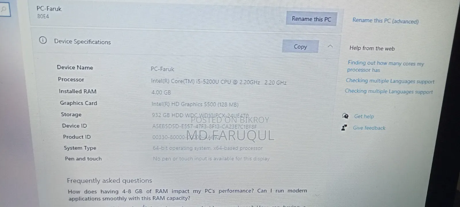 Laptop Lenovo G40 4GB Intel Core I5 SSD 1T