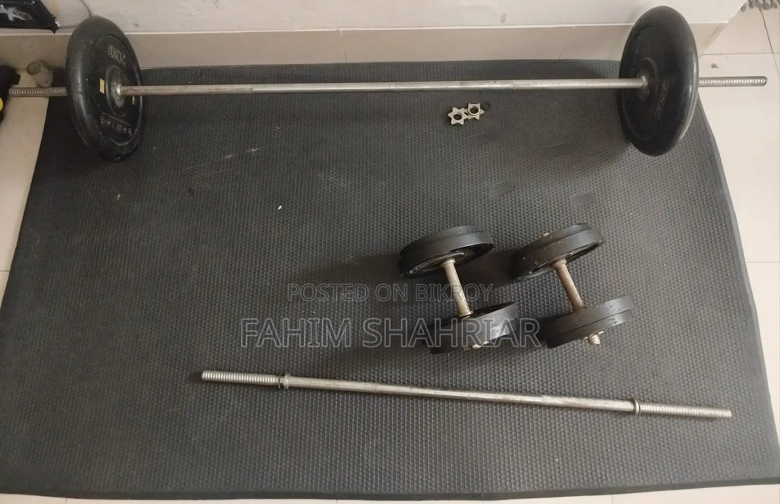 Gym Equipment (Dumbbell, Barbell, Mini Stepper, Rubber Mat)