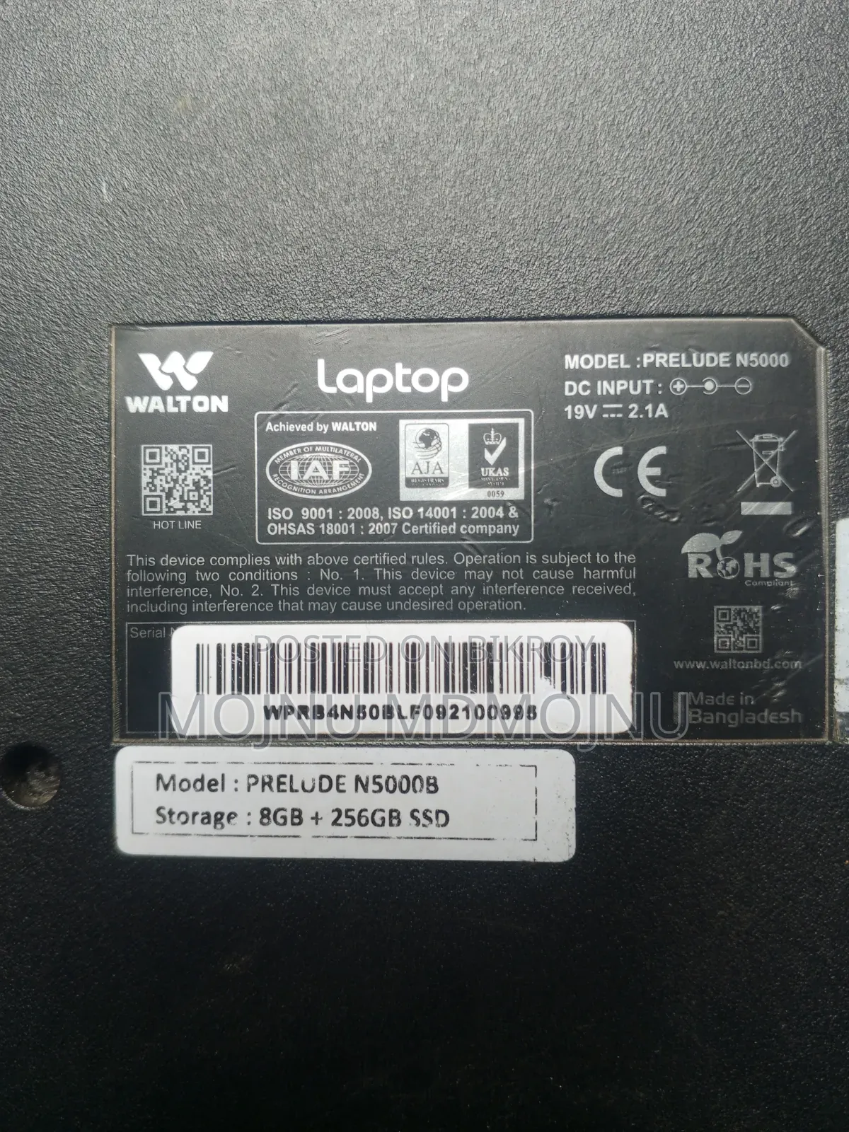 Laptop 3XS 8GB Intel Core 7 SSD 256GB