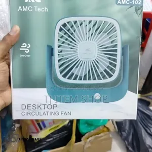Amc Tech F102 Mini Portable Desktop Fan Strong Wind Anti Slip Stand