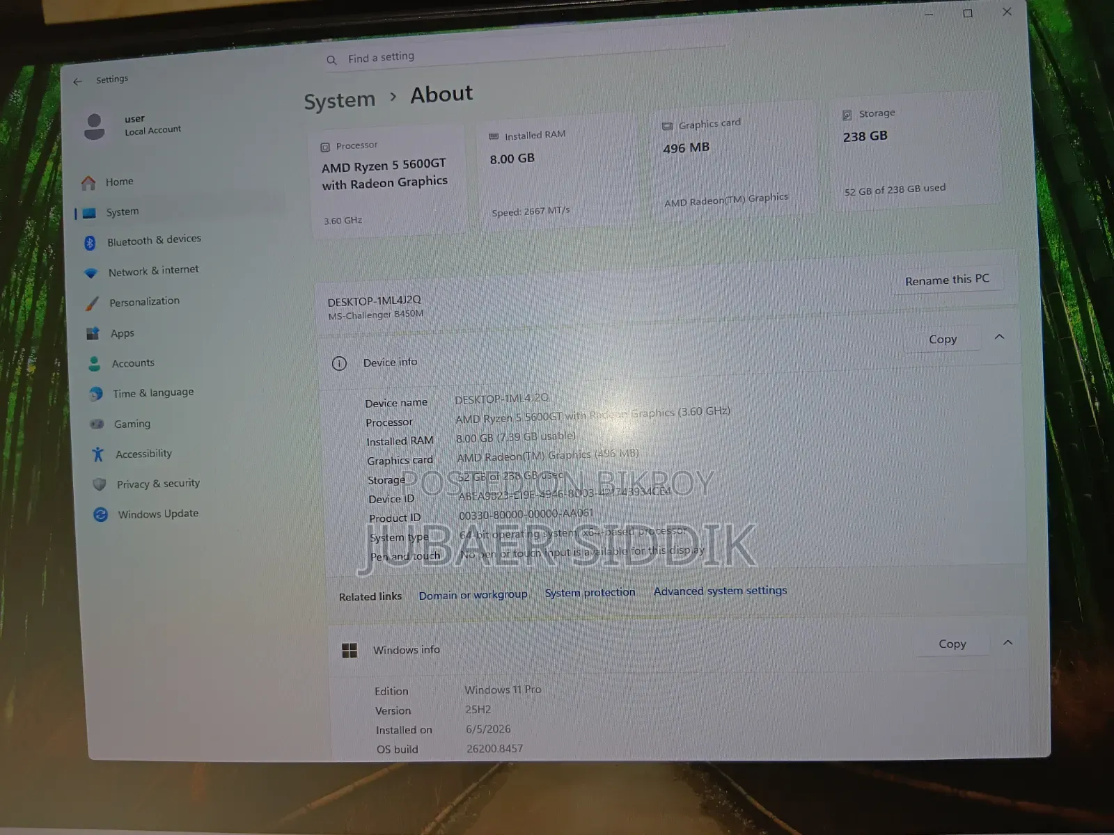 Desktop Computer 8GB AMD Ryzen 5 SSD 256GB