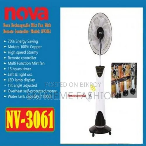 Nova Nv-3061 Electric Ac-Dc Charger Mist Fan