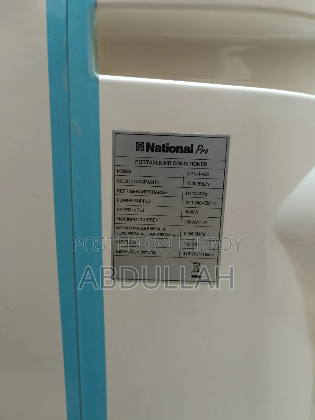 National Pro 1.2 Ton Portable Ac (Npn-14cr) Almost New