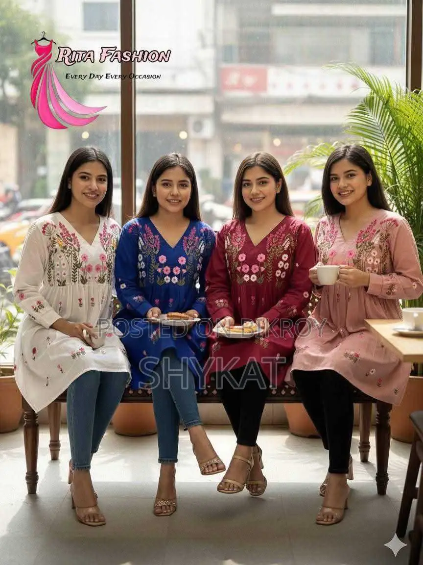 Royal Embroidery Student Kurti – 4 Colors