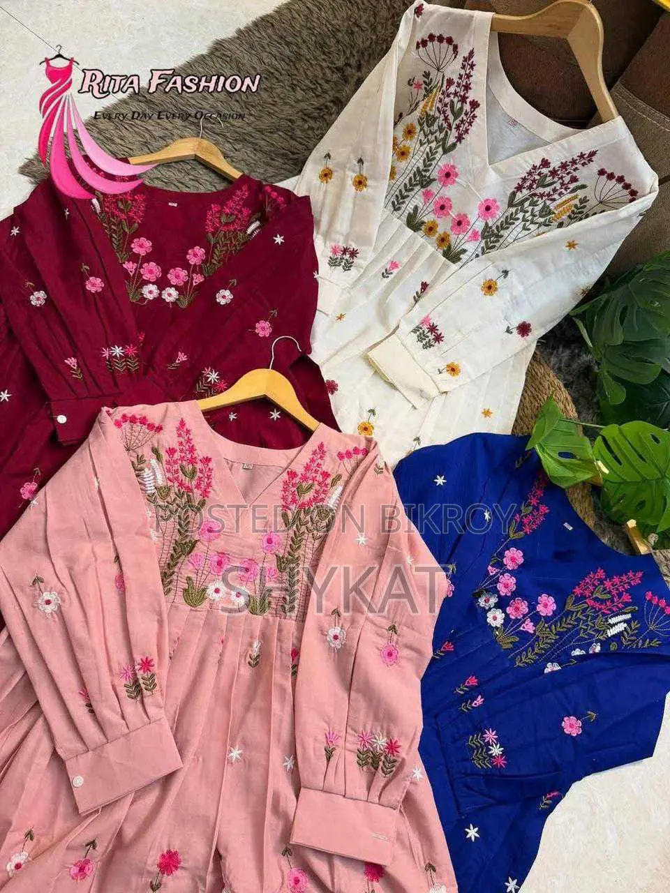 Royal Embroidery Student Kurti – 4 Colors