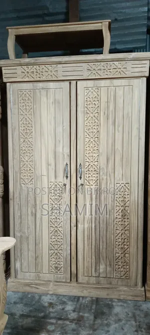 Teak wood two-door wardrobe