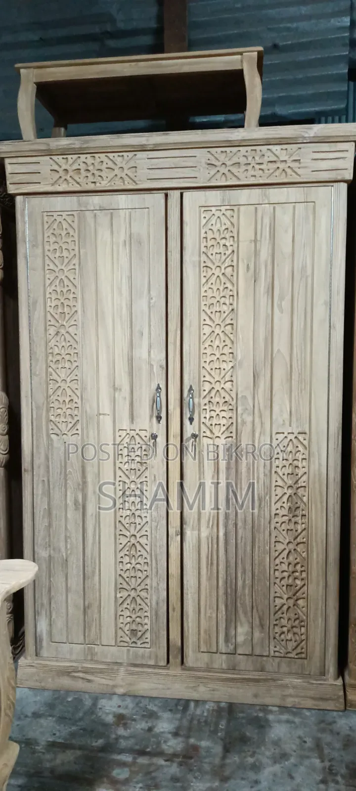Teak wood two-door wardrobe