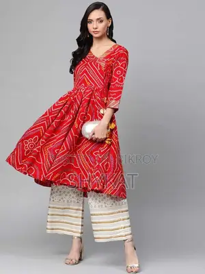 Readymade Bandhej Print Kurti – Anarkali Cut