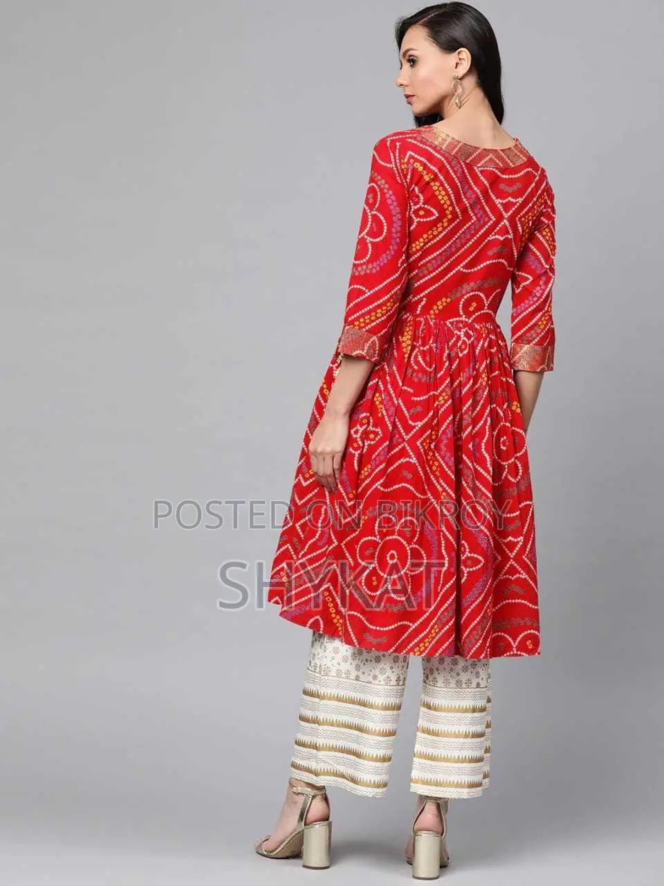 Readymade Bandhej Print Kurti – Anarkali Cut