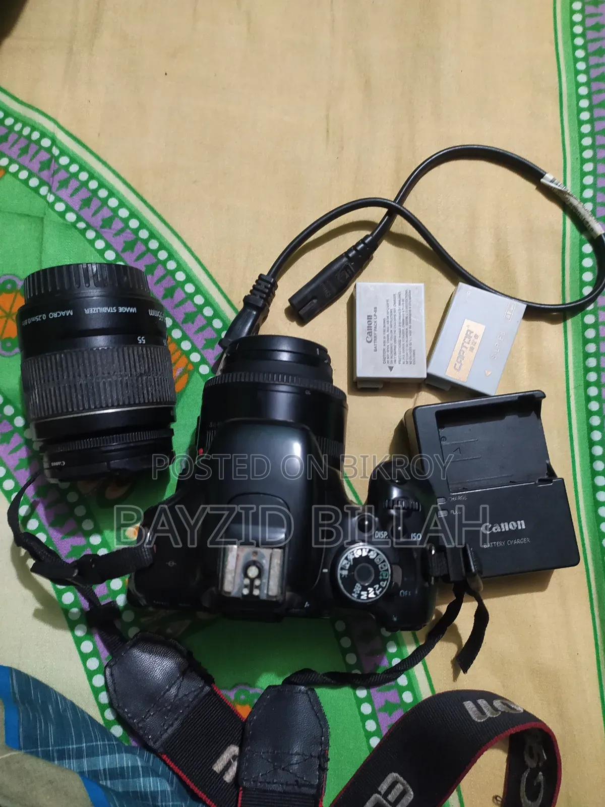 Canon 600d with Prime and Kit Lens. 2 Batteries. Charger. Chips