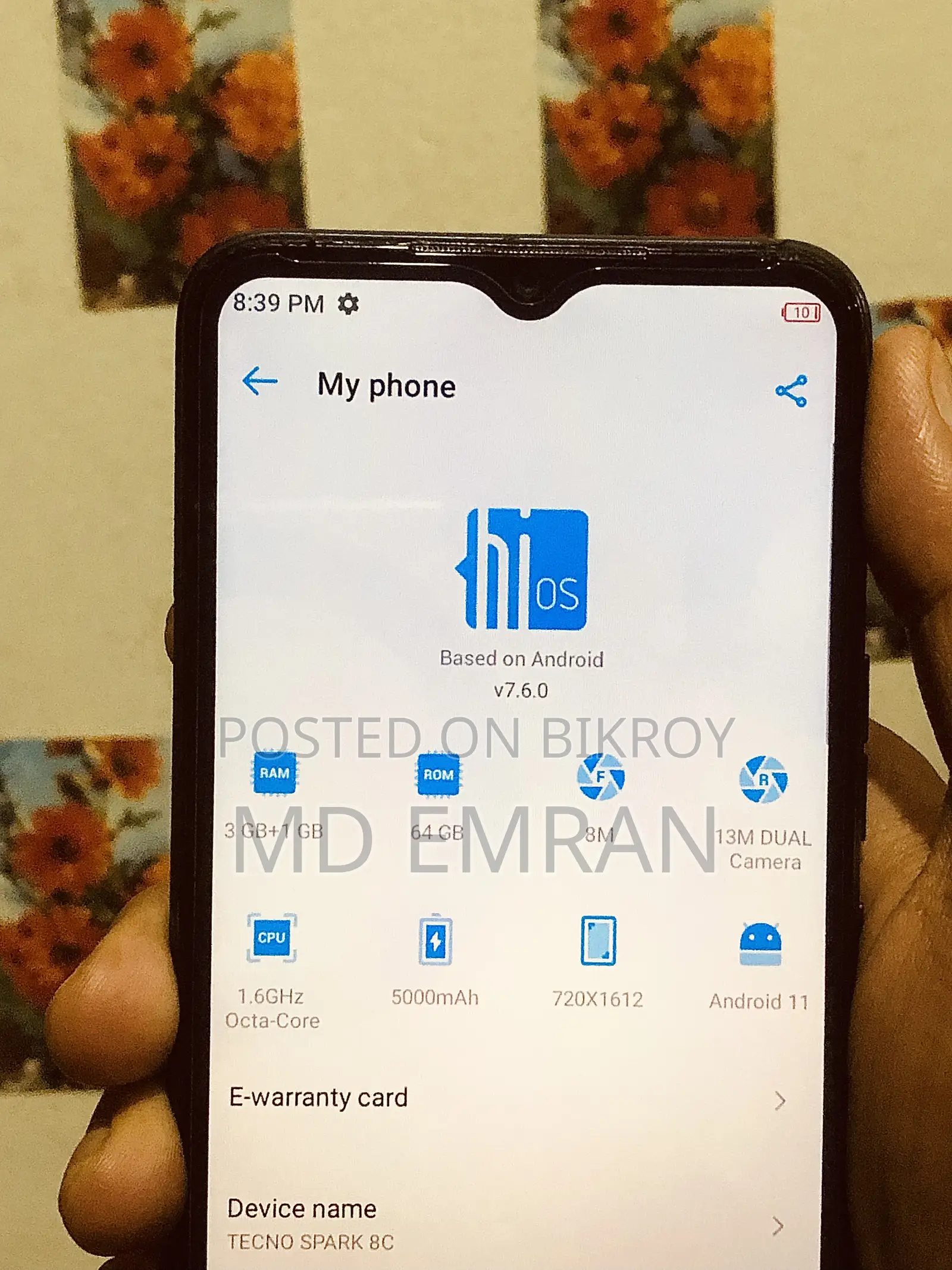 Tecno Spark 8C 64 GB Silver