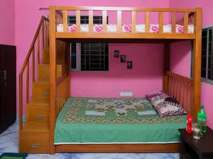 Wooden Double-Decker Bunk Bed With Storage