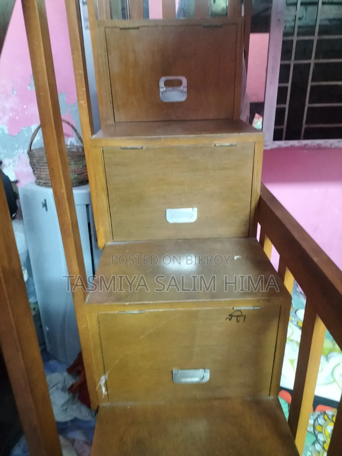 Wooden Double-Decker Bunk Bed With Storage