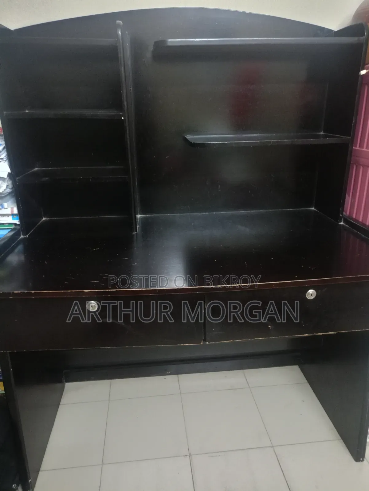 Study Table With Bookshelf and Drawers 'রেড ওয়াইন কালারের পড়ার টেবিল