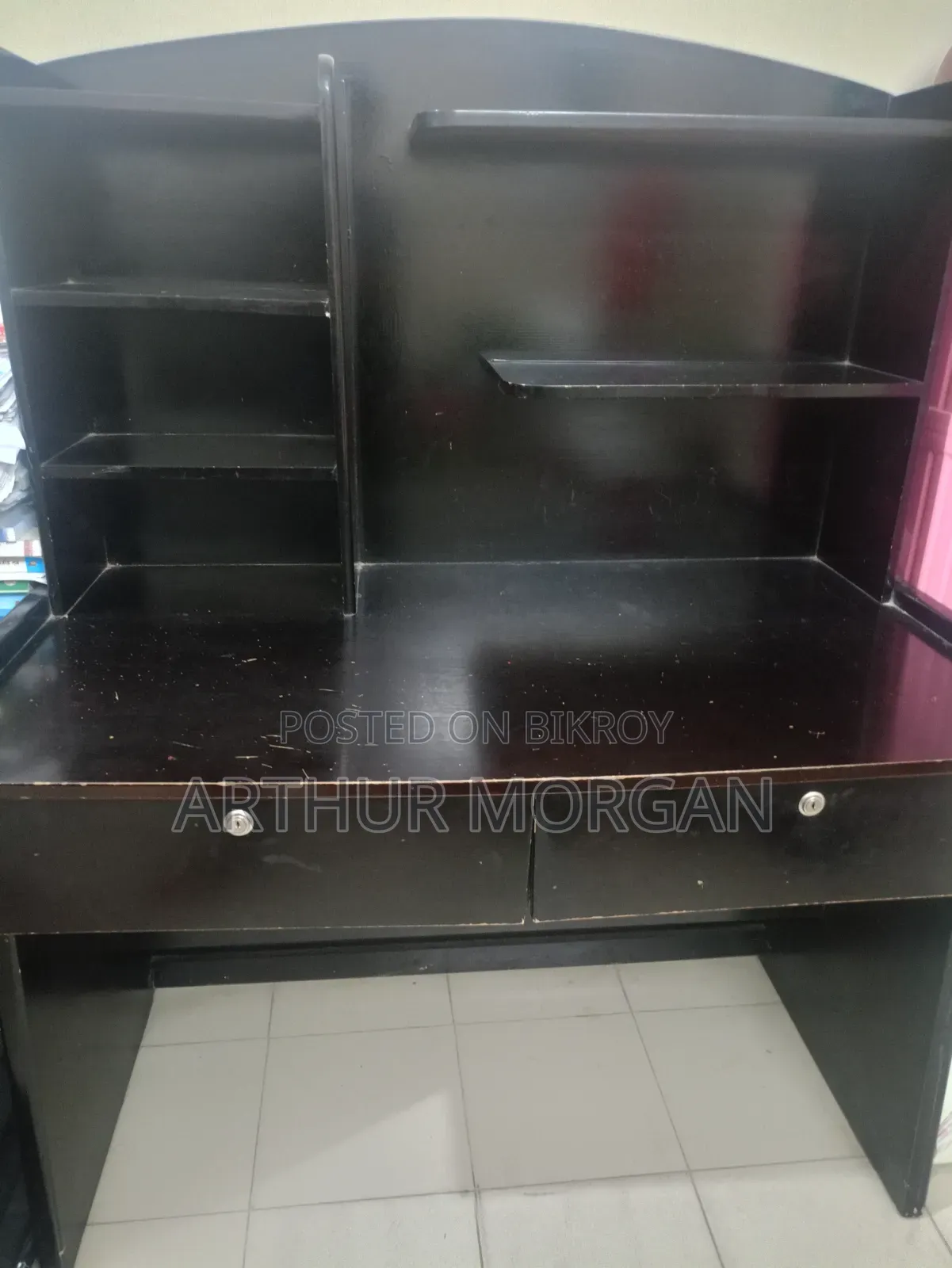 Study Table With Bookshelf and Drawers 'রেড ওয়াইন কালারের পড়ার টেবিল