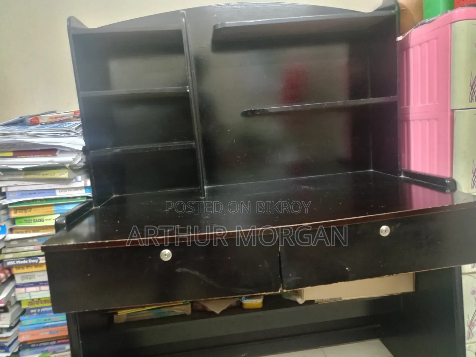 Study Table With Bookshelf and Drawers 'রেড ওয়াইন কালারের পড়ার টেবিল