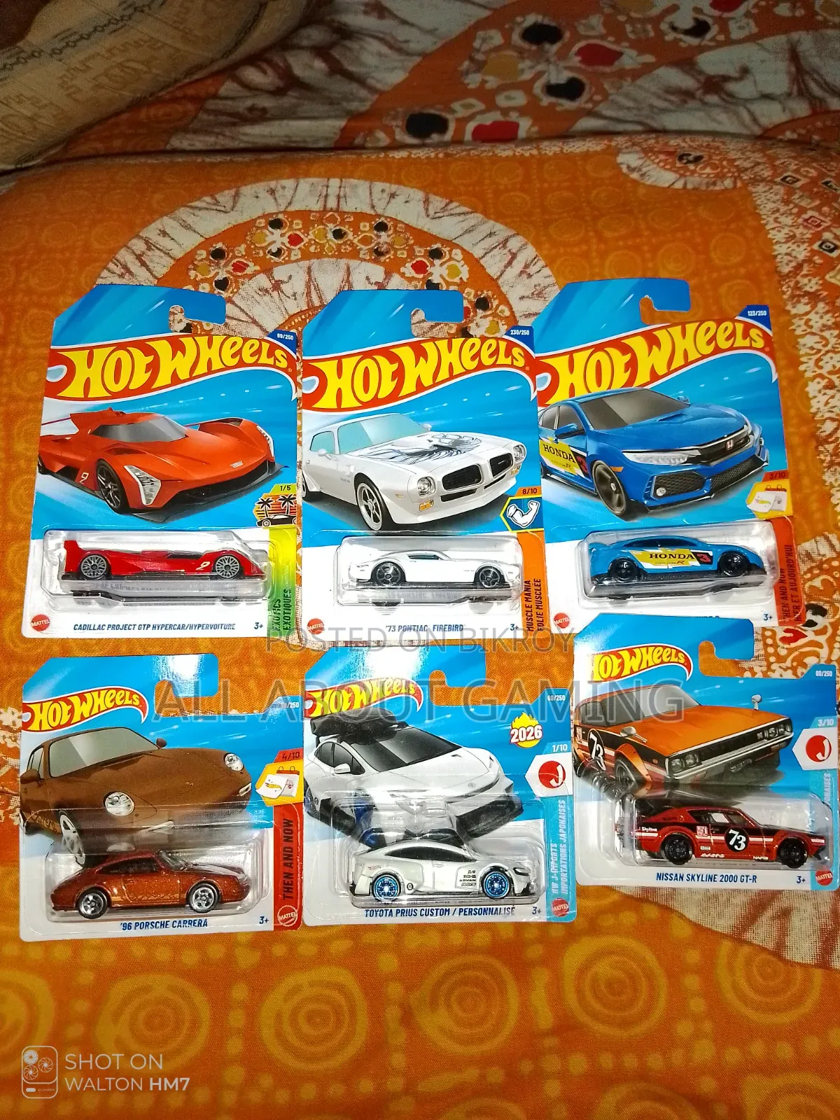 6 Pack Intact Mainline Hotwheels ( All Under Licensed and Trademark)