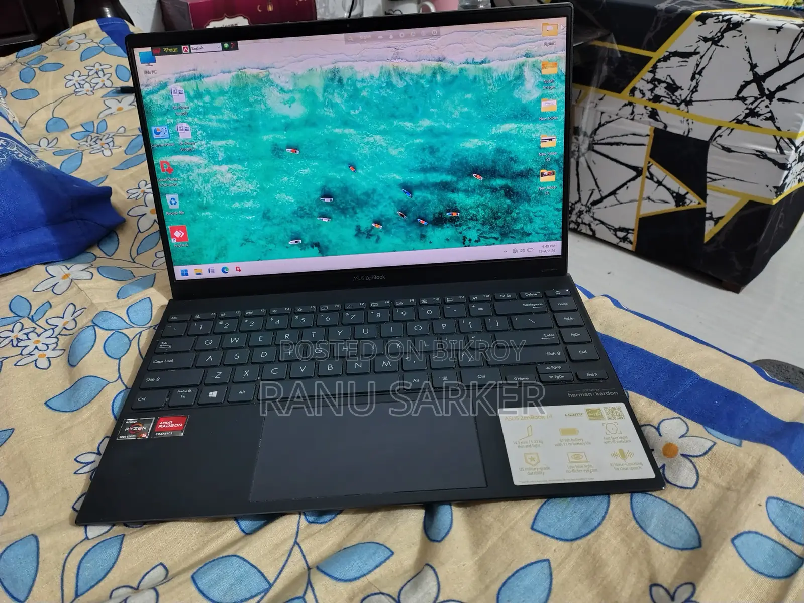 Laptop Asus Zenbook 14 UX434 8GB AMD Ryzen 5 SSHD+SSD 1T