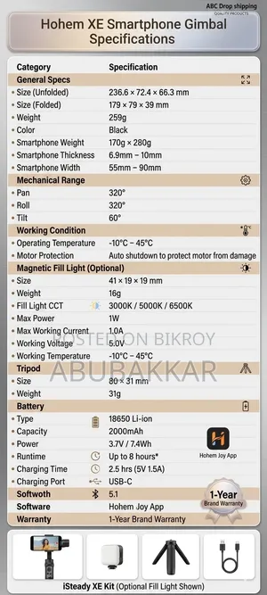 Hohem Isteady Xe Kit Phone Gimbal Stabilizer