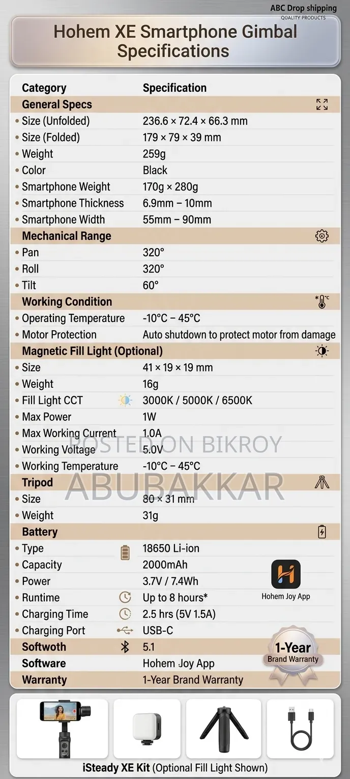 Hohem Isteady Xe Kit Phone Gimbal Stabilizer