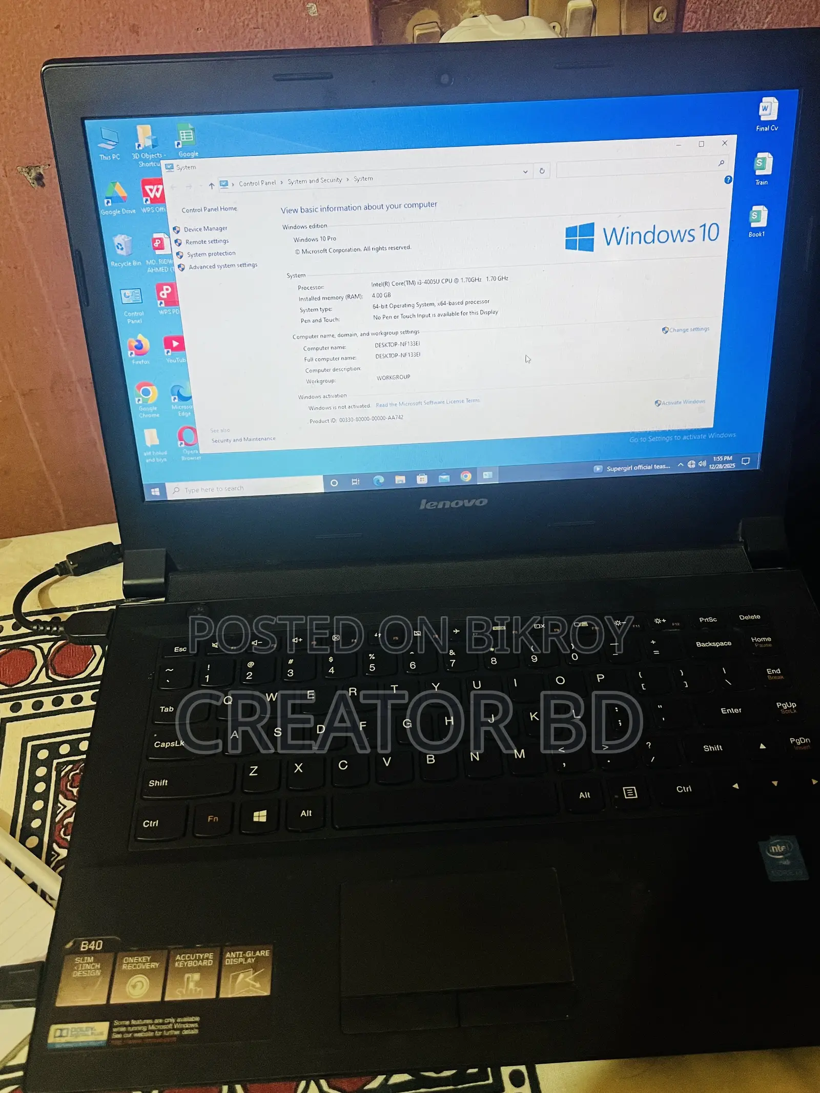 Laptop Lenovo B470 4GB Intel Core I3 HDD 500GB