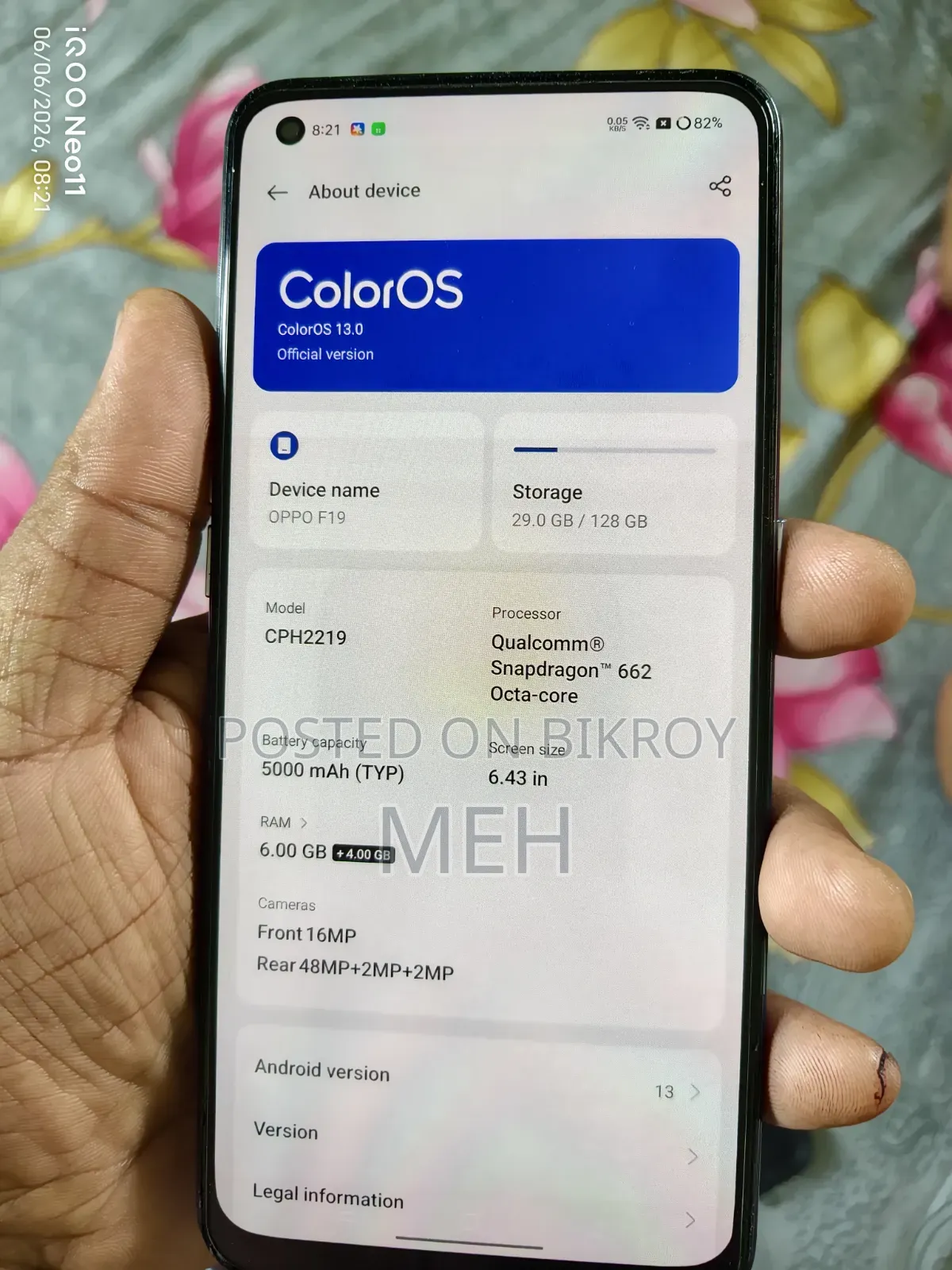 Oppo F19S 128 GB Silver