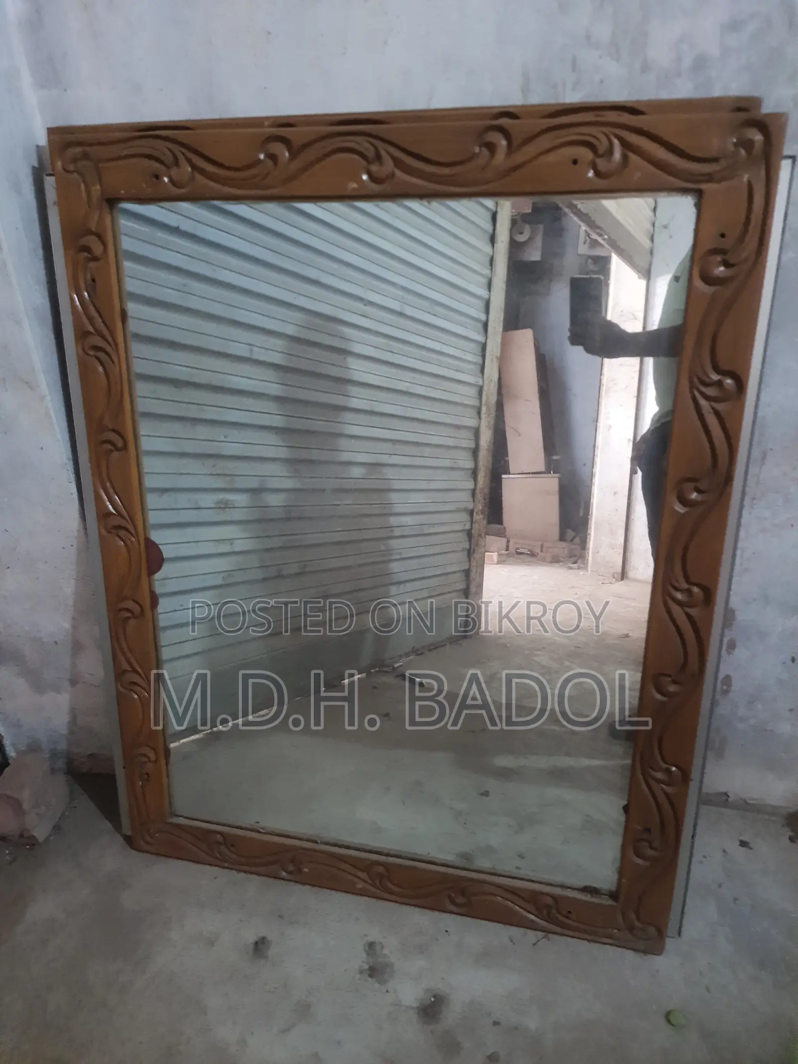 Glass framed in a wooden frame