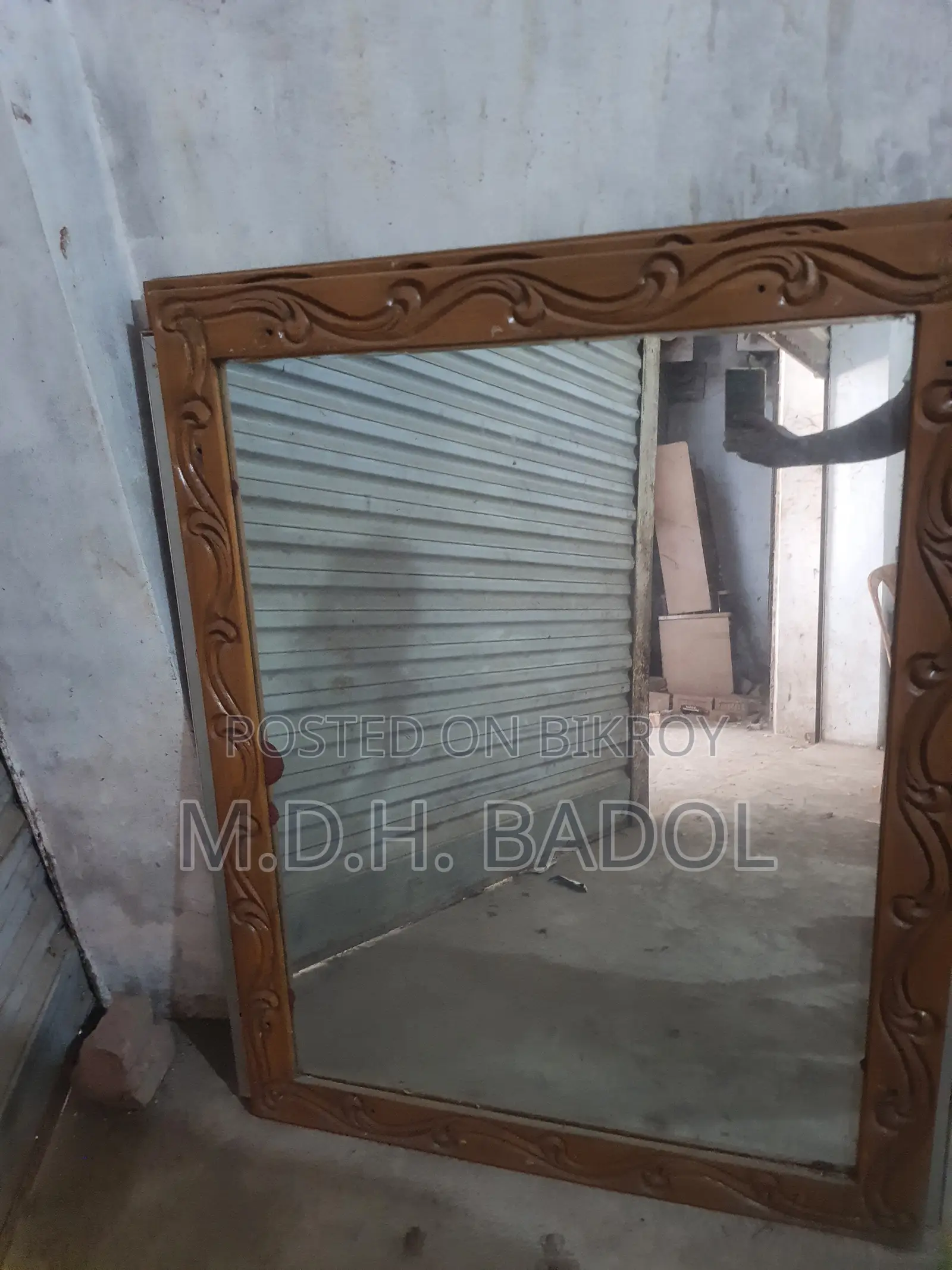 Glass framed in a wooden frame