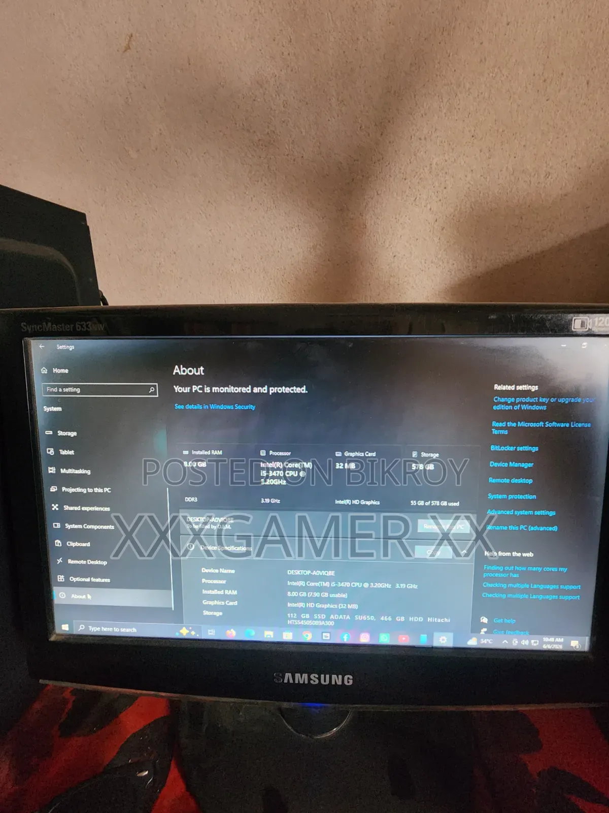 Desktop Computer 8GB Intel Core I5 SSD 512GB