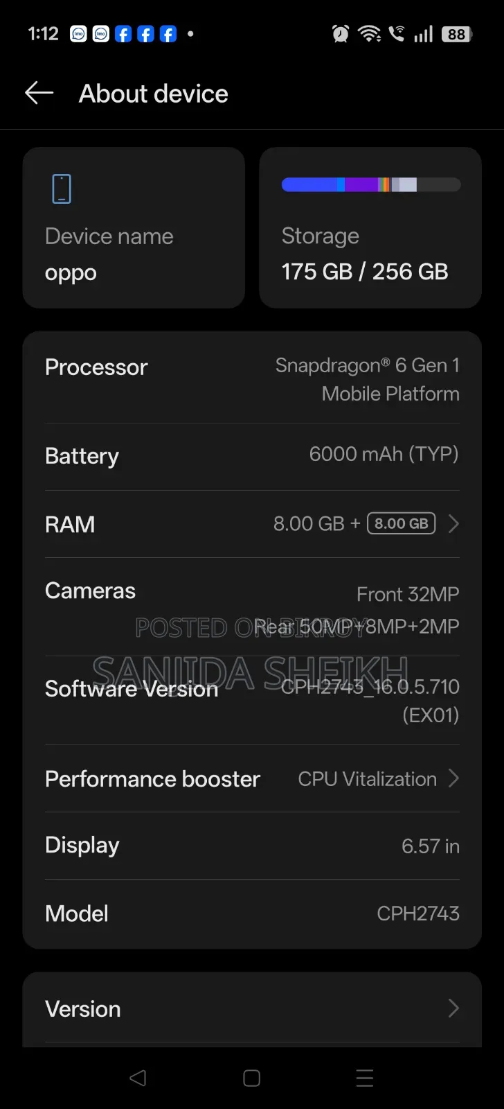 Oppo Reno 256 GB Silver