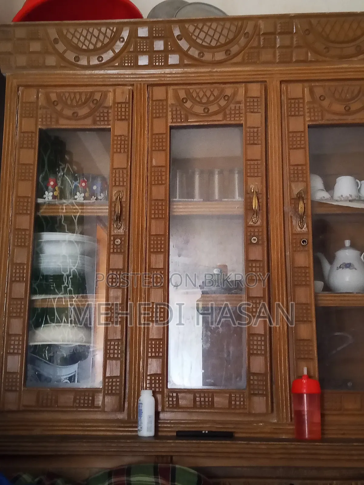 Four-Section Wooden Display Cabinet