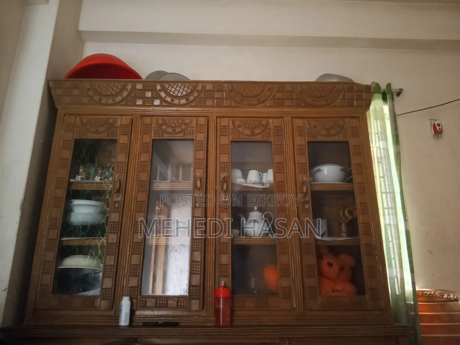 Four-Section Wooden Display Cabinet