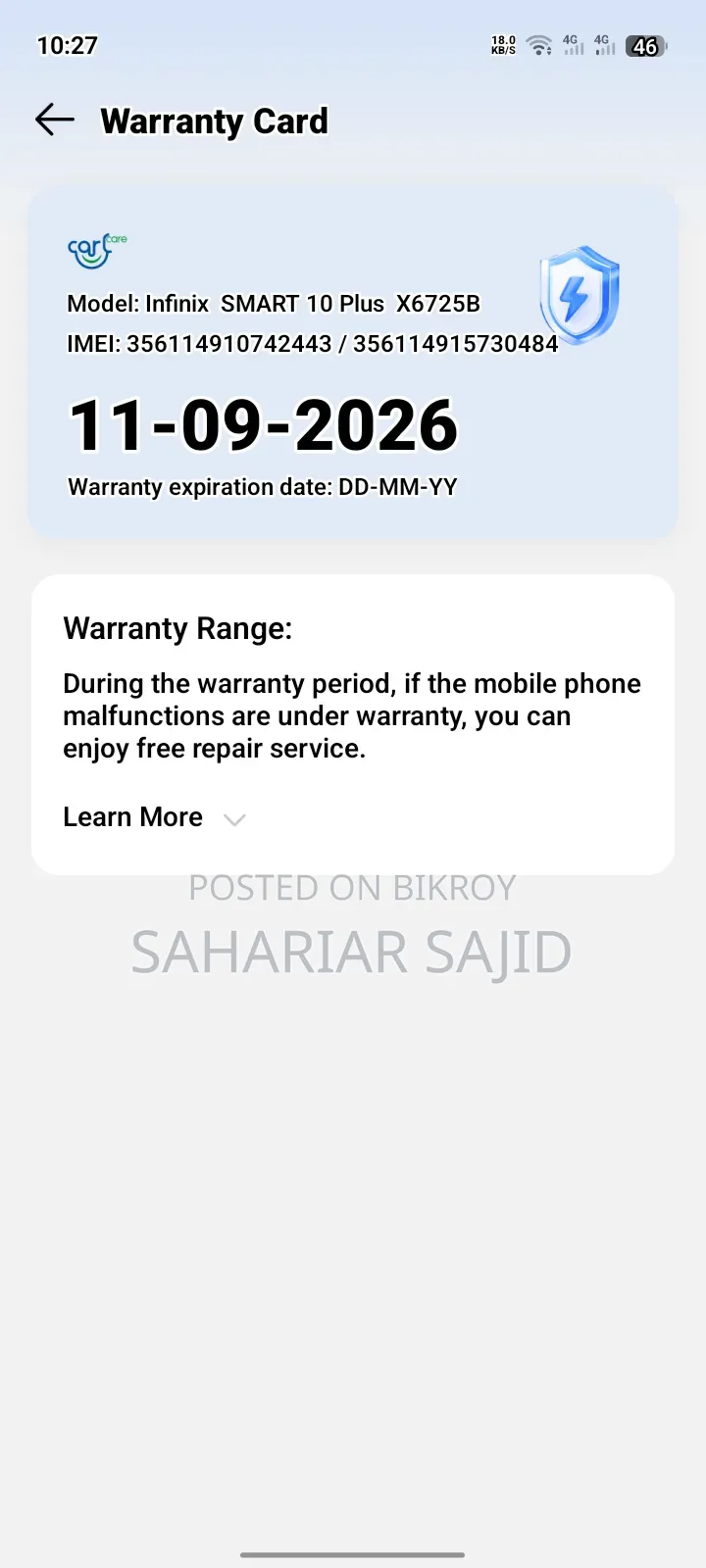 Infinix Smart 10 Plus 128 GB Black