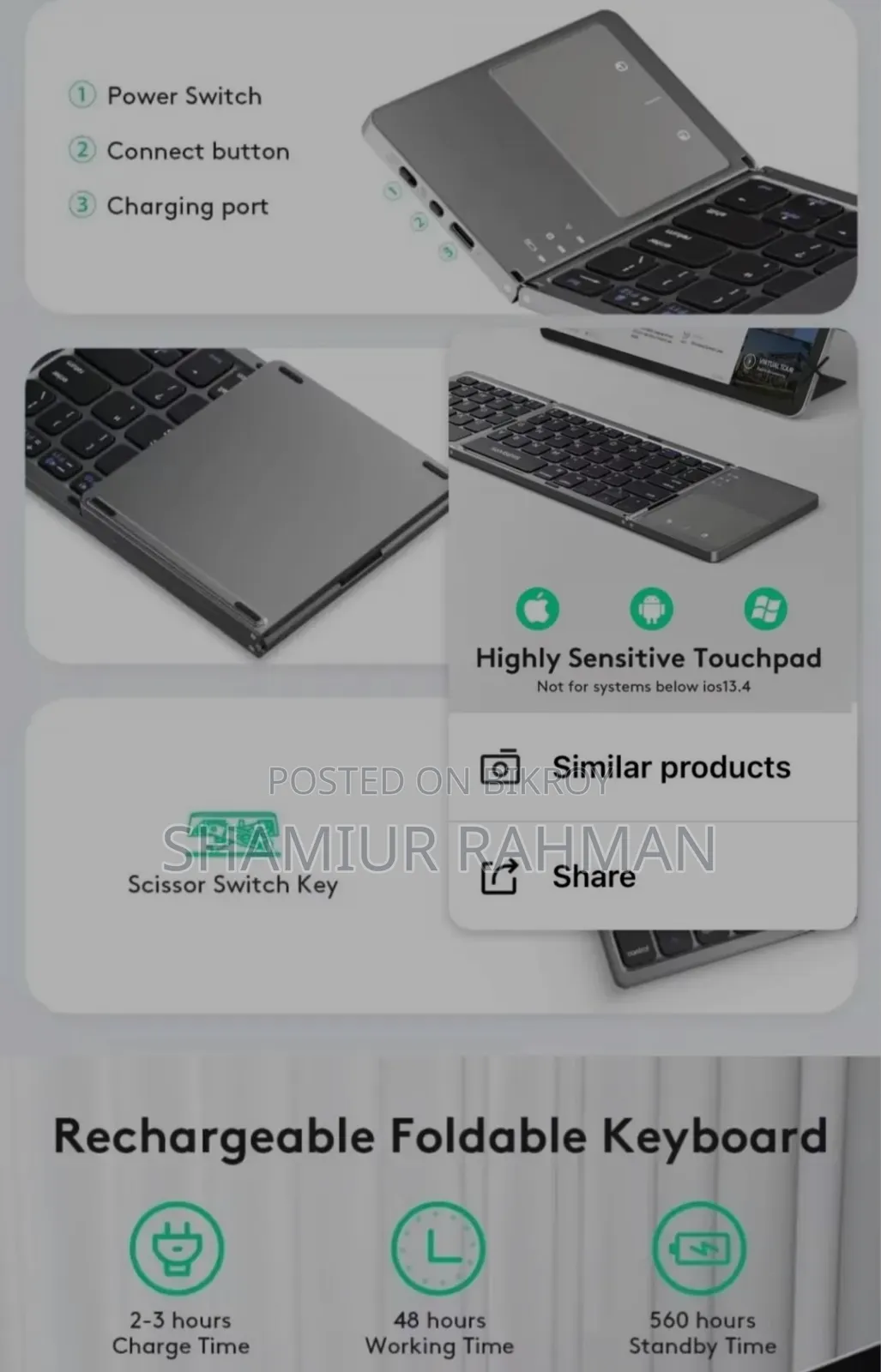 Foldable Keyboard And Touch Pad